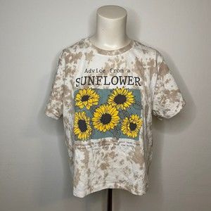 Recycled Thread Sunflower Tie-Dyed Cropped T-Shirt Women's L